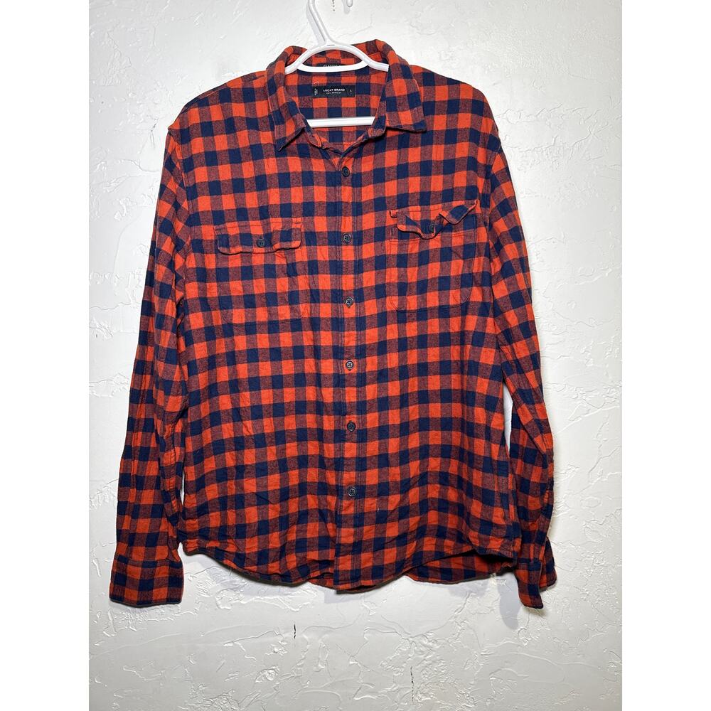 Lucky‎ brand plaid classic fit button down flannel womens large western cowgirl